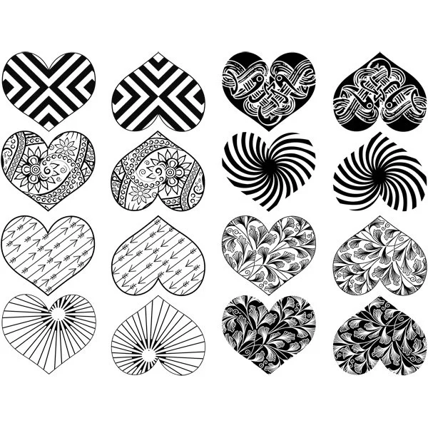 Modern Hearts Ceramic Decals, Glass Decals or Enamel Decals — Ceramic