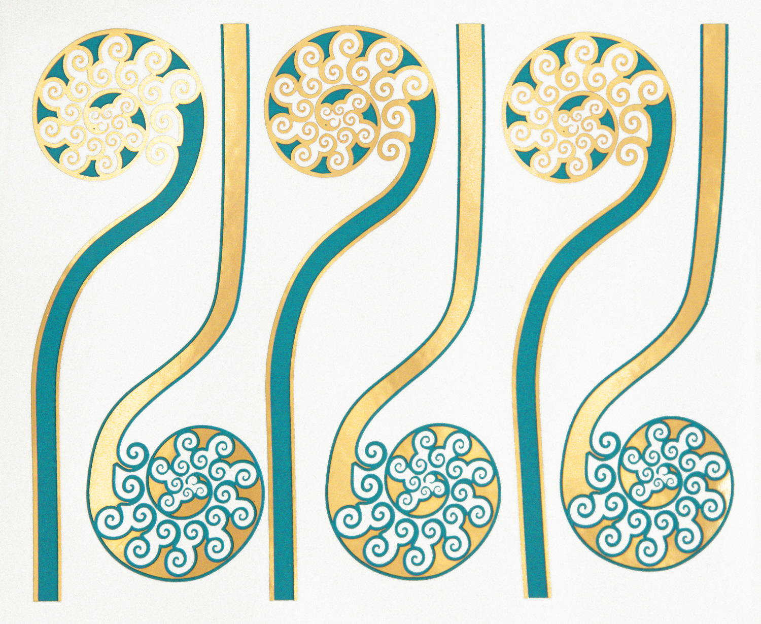 Turquoise+Gold Fiddleheads
