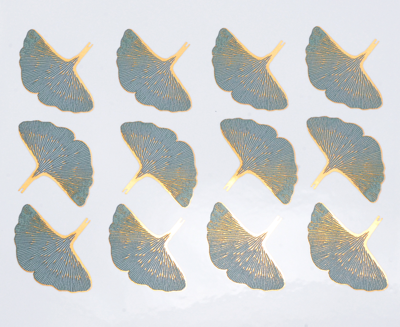 Light Blue+Gold Ginkgo Leaves