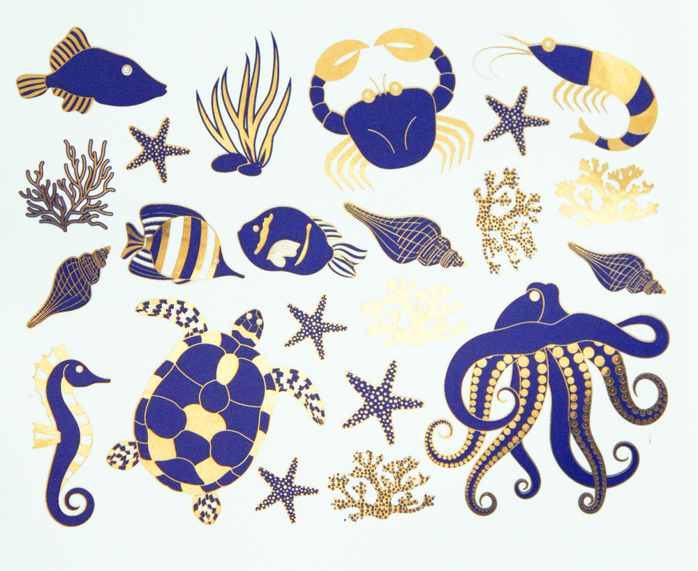 Delft Blue+Gold Ocean Creatures