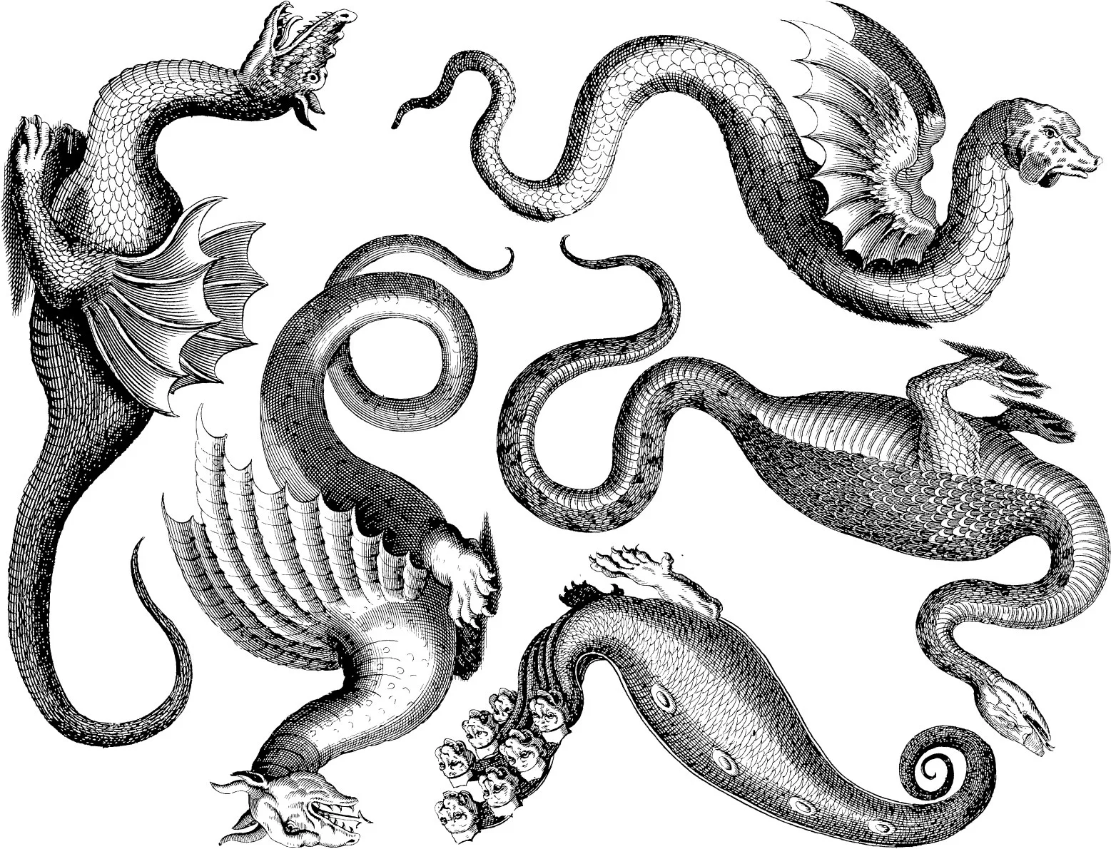Mythological Beasts and Dragons Decals for Ceramic, Glass and Enamel
