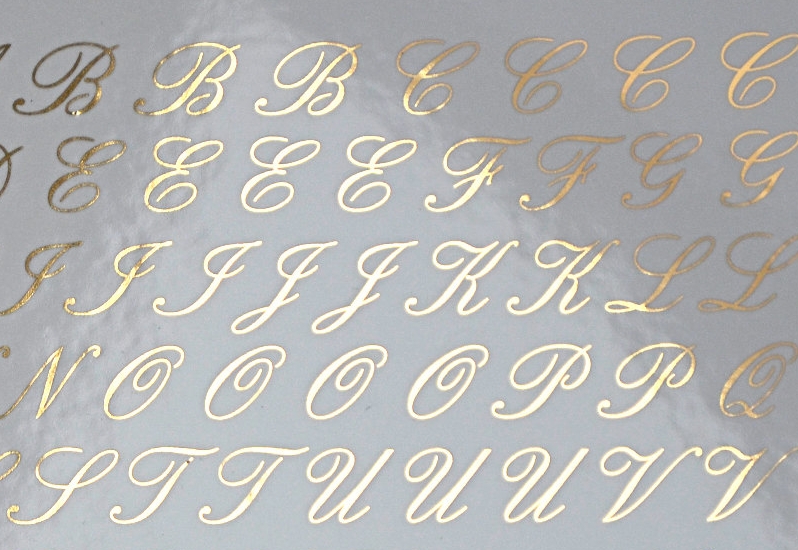 Cursive Alphabet Ceramic Decals, Glass Decals or Enamel Decals