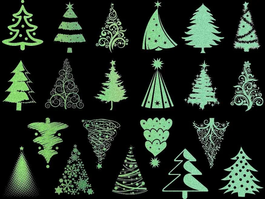glow-in-the-dark-christmas-tree-decals-for-glass-ceramic-or-enamel-not-food-safe-ceramic-decals-glass-fusing-decals-ceramic-overglaze-transfers