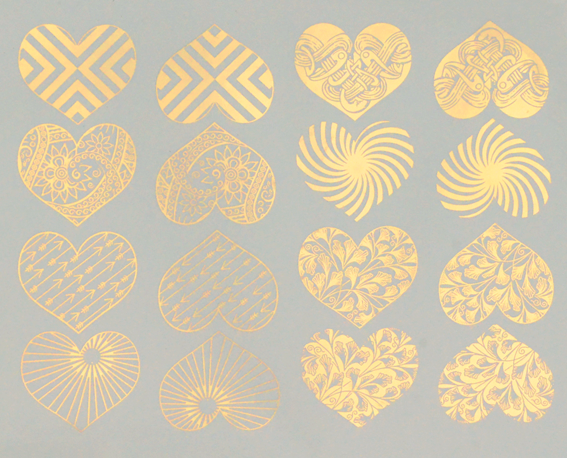 Modern Hearts - Ceramic Decals, Glass Decals or Enamel Decals