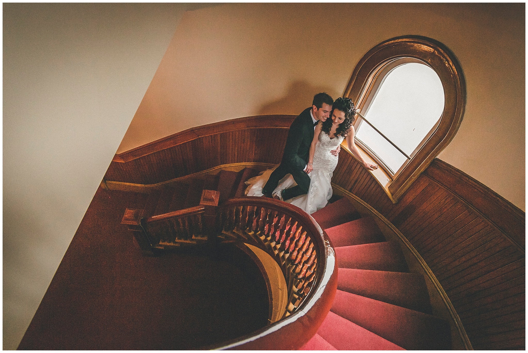 Bride and Groom in stairwell