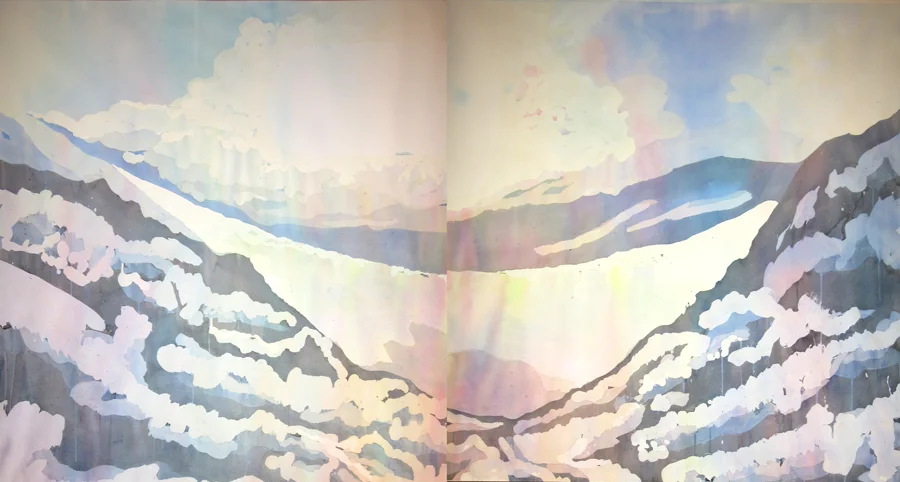 Range , 2014, watercolour on cotton paper, 123 x 224 cm Available Inquire