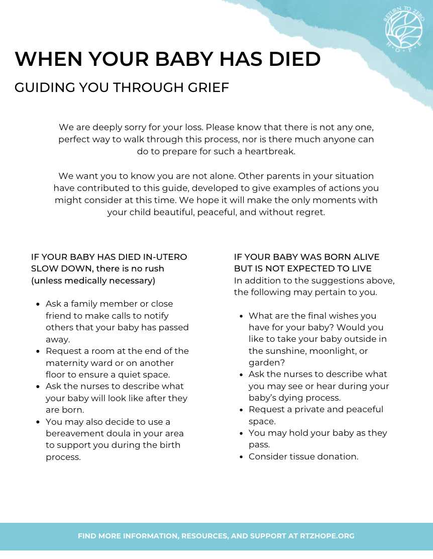 PDF Digital Download: When Your Baby Has Died: Guiding You Through Grief  Brochure — Return to Zero: H.O.P.E.