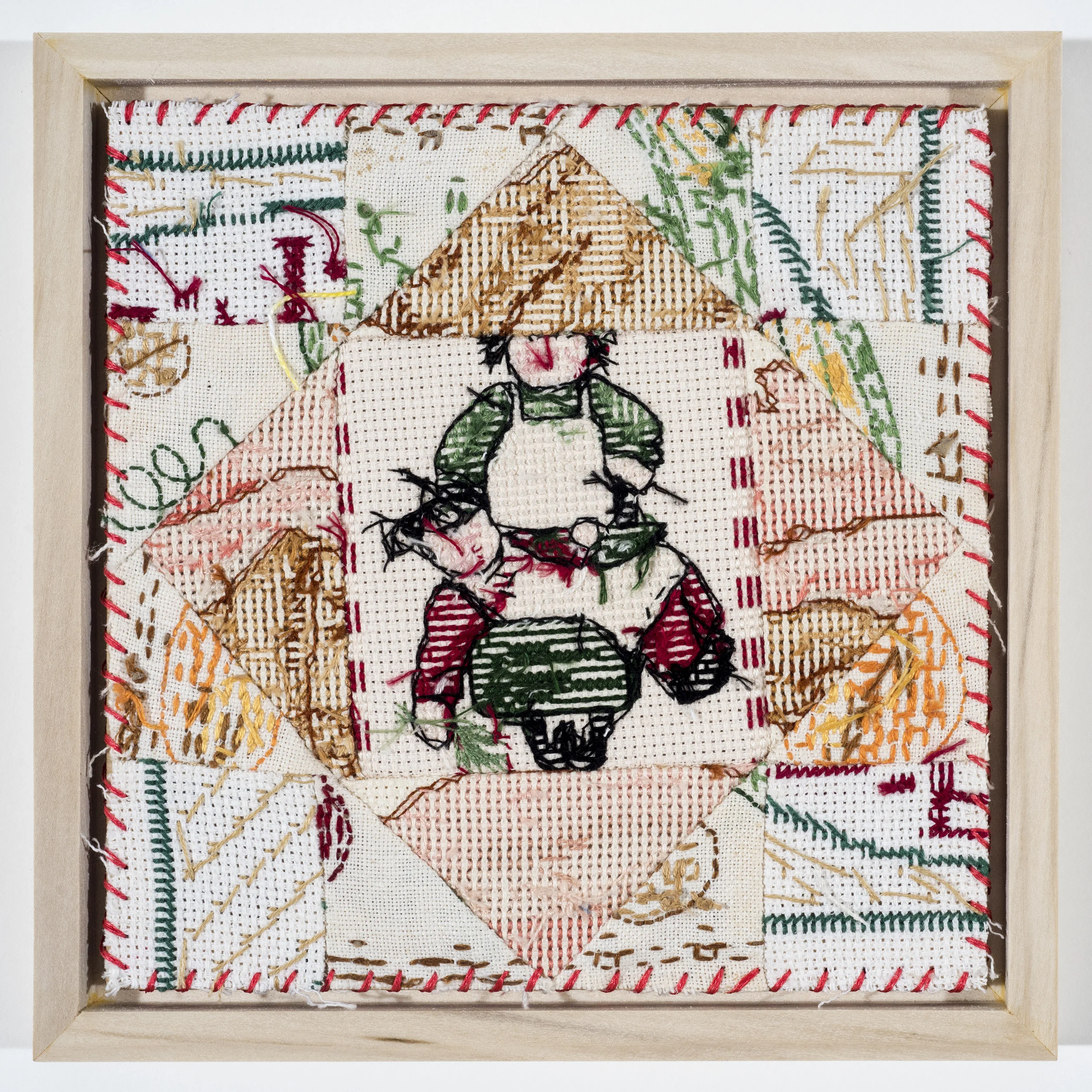 Quilt Study 11 – Not Genesis 22 Found Embroidery, Aida 6” x 6” 2017 $200