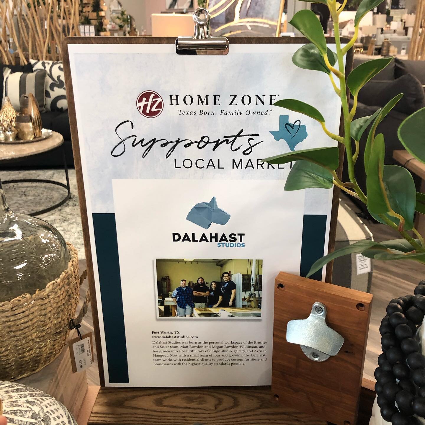 The big announcement is here! You can now buy three of our products at @homezone.furniture &lsquo;s brand new Hudson Oaks/Weatherford location!
.
We are thrilled to to be part of Home Zone&rsquo;s new Support Local Markets initiative to promote Texas