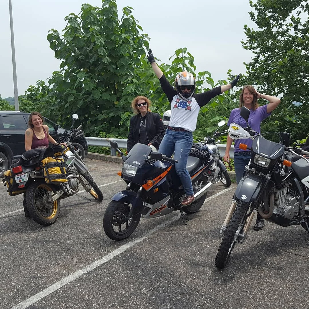 They started following me out of Athens and all along the Serpent's Tongue to Pomeroy and the Wild Horse Cafe. Biker Babes rule!