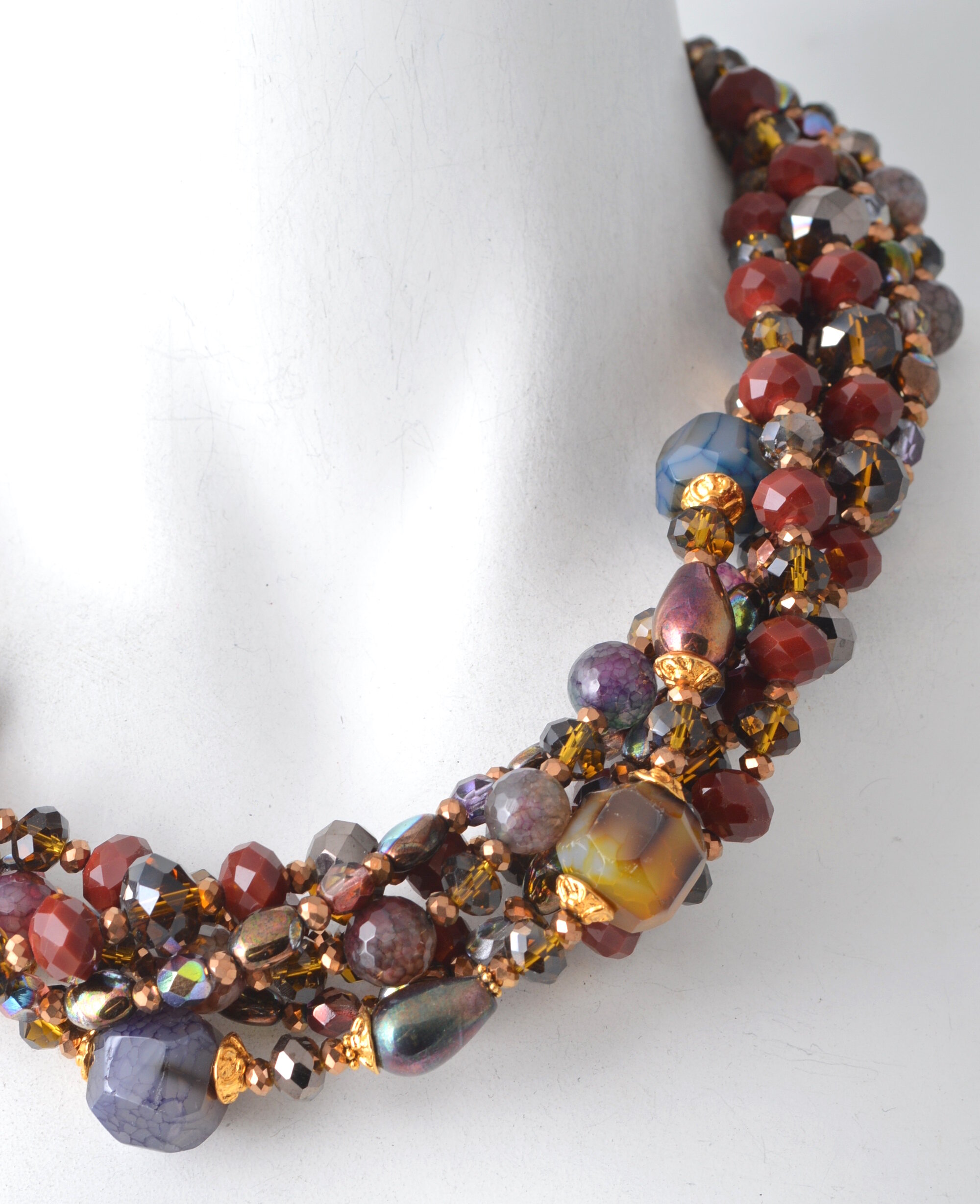 Jose & Maria Barrera-Five Strand Jewel Colored Twist Necklace