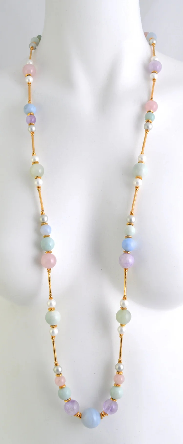 Jose Maria Barrera-Multi Pastel Long Beaded Necklace - Main Image
