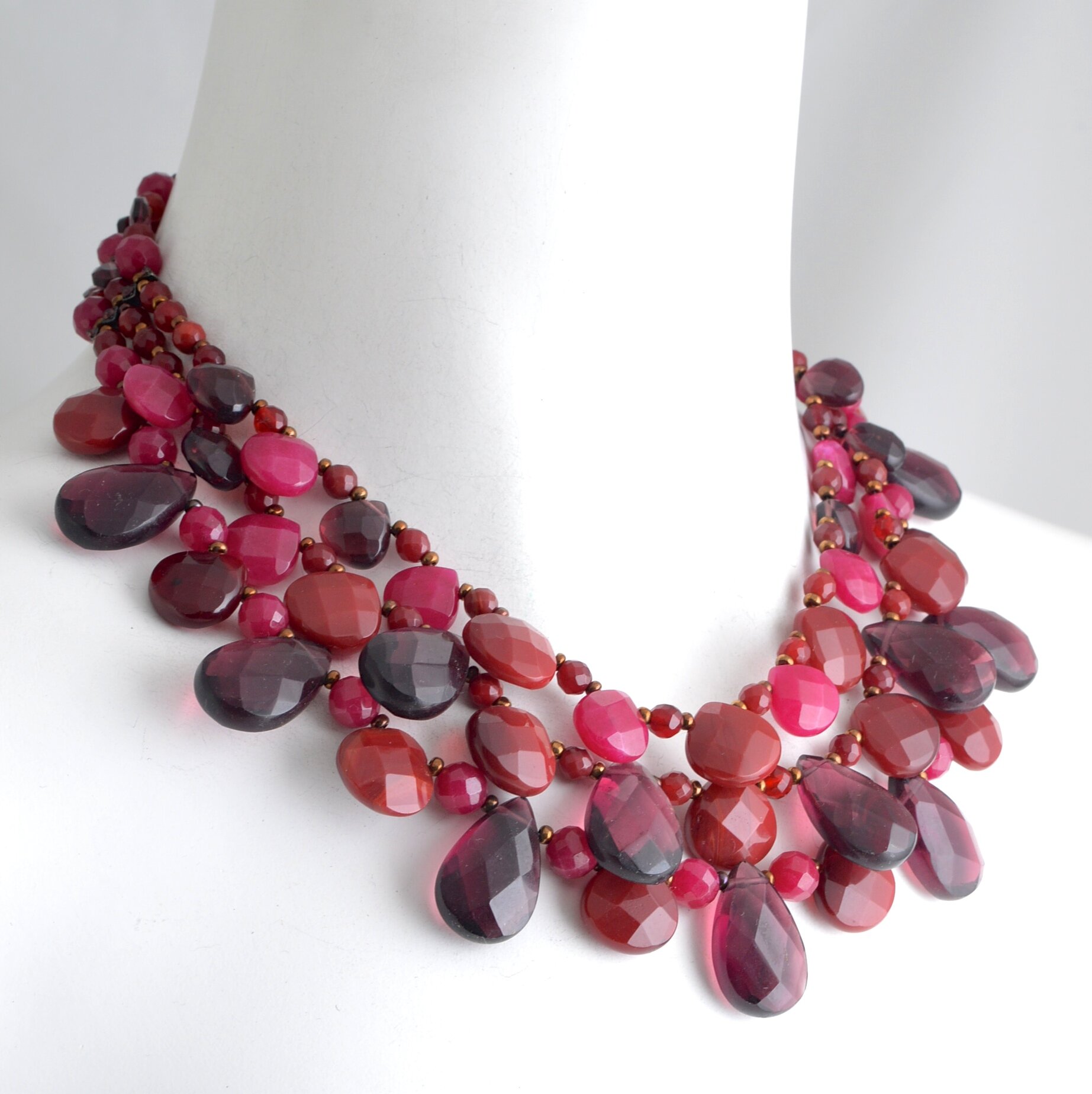 Fashion Burgundy Stone Statement Necklace Set Valentines Gift, Wedding Gift  | eBay