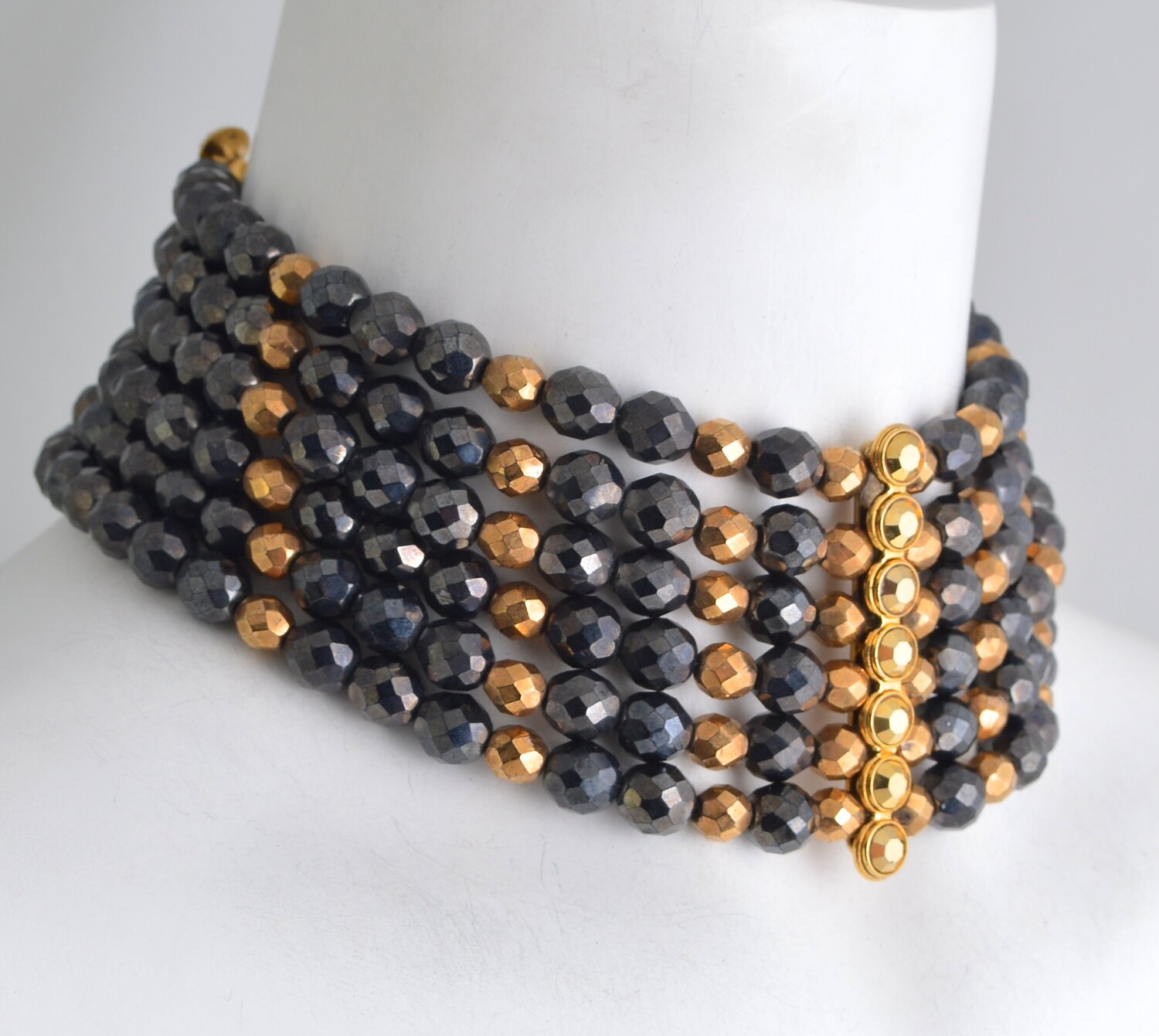 Hematite Necklace Without Clasp length 37 CM/3920 Faceted Beads 2 MM gold