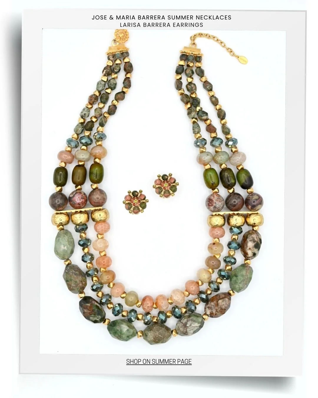 JOSE AND MARIA BARRERA-olive green 3 strand necklace.jpeg