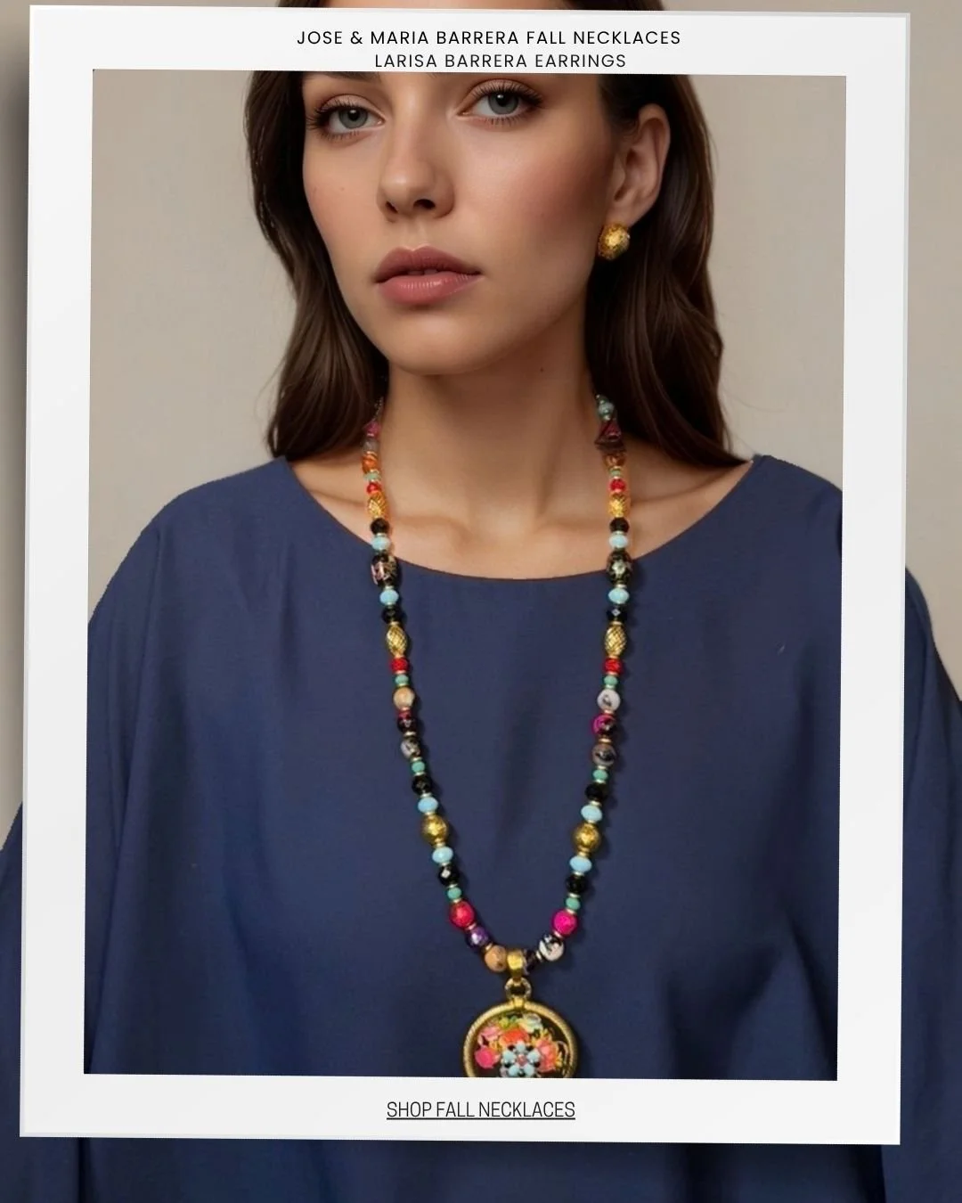 Single Strand Multi Color Pendant Necklace