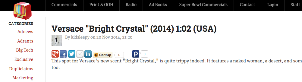 Versace / Bright Crystal featured on Adland