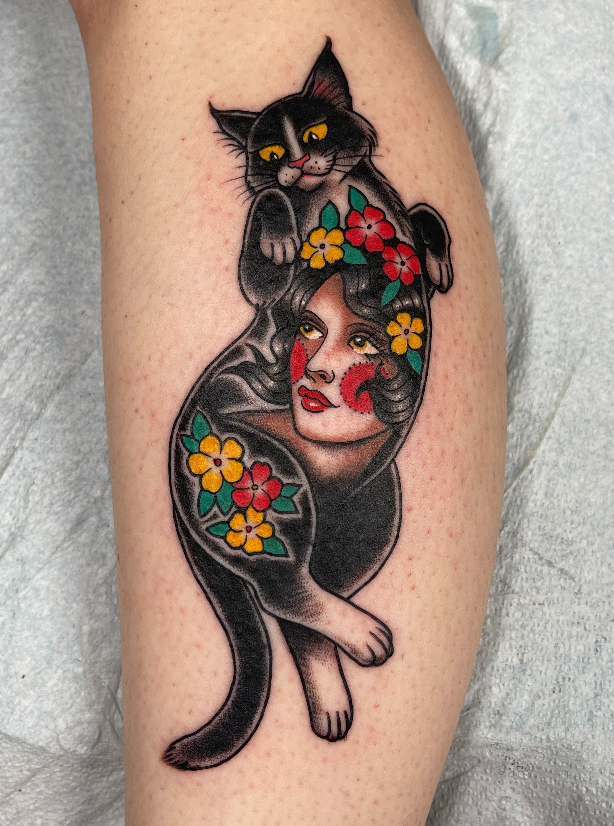 Aggregate more than 77 american traditional black cat tattoo best in