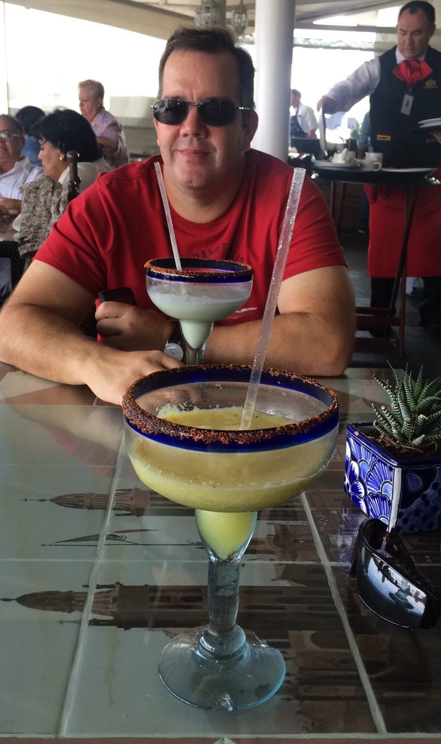Two large frozen margaritas why not! 