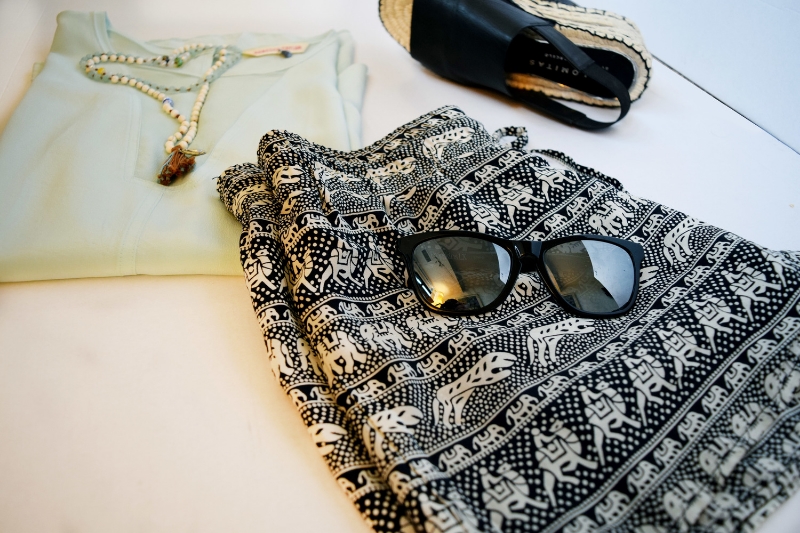 Lux Lake necklace ($120) Rebecca Taylor top ( sold here ) Oakley shades ( sold here ) Palomo Barcelo e spadrilles ( sold here ) Tolani shorts ( similar here )