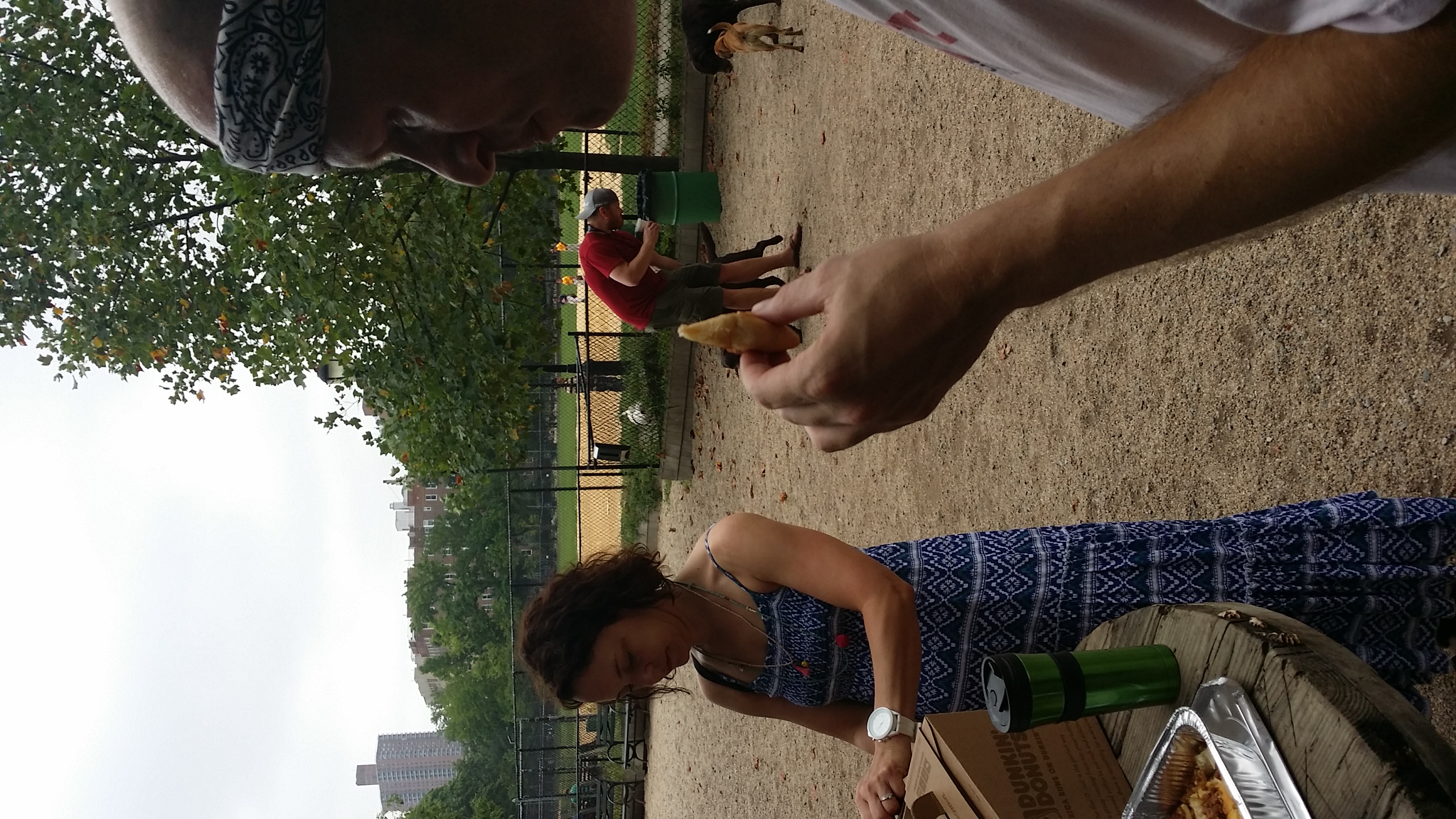 Host Cody (right) enjoying the fruits (meats?) of his labors.