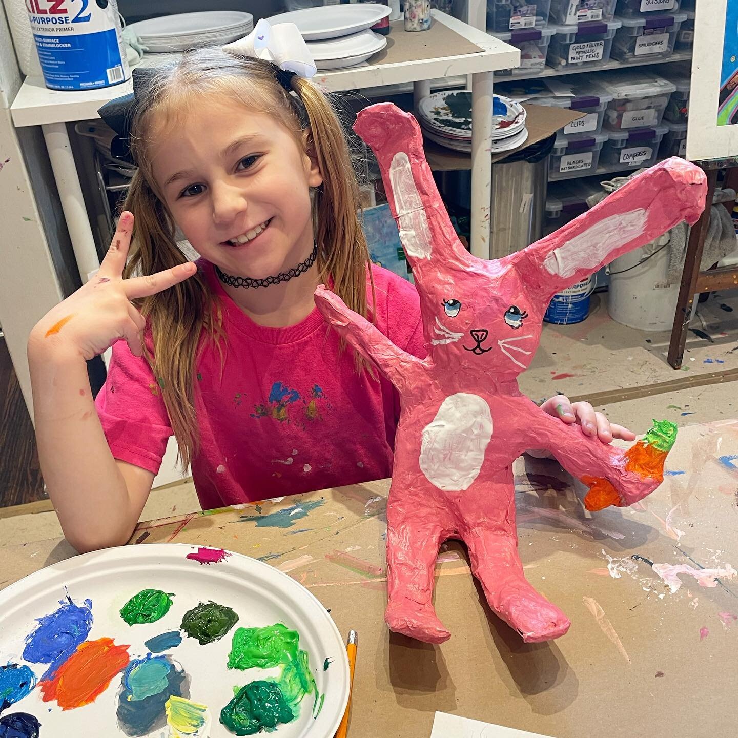 Papier-m&acirc;ch&eacute; all the way! Proud of these budding artists and all their patience and skill #afterschoolart #homeschoolart #artclass