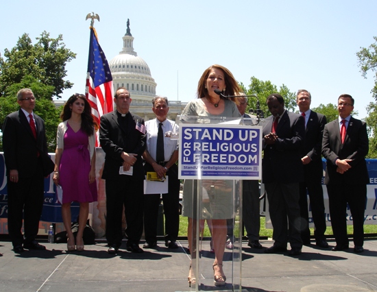 Michelle Bachman giving a speech for "religious freedom," the problem is, she's only advocating her religion, not all religions.