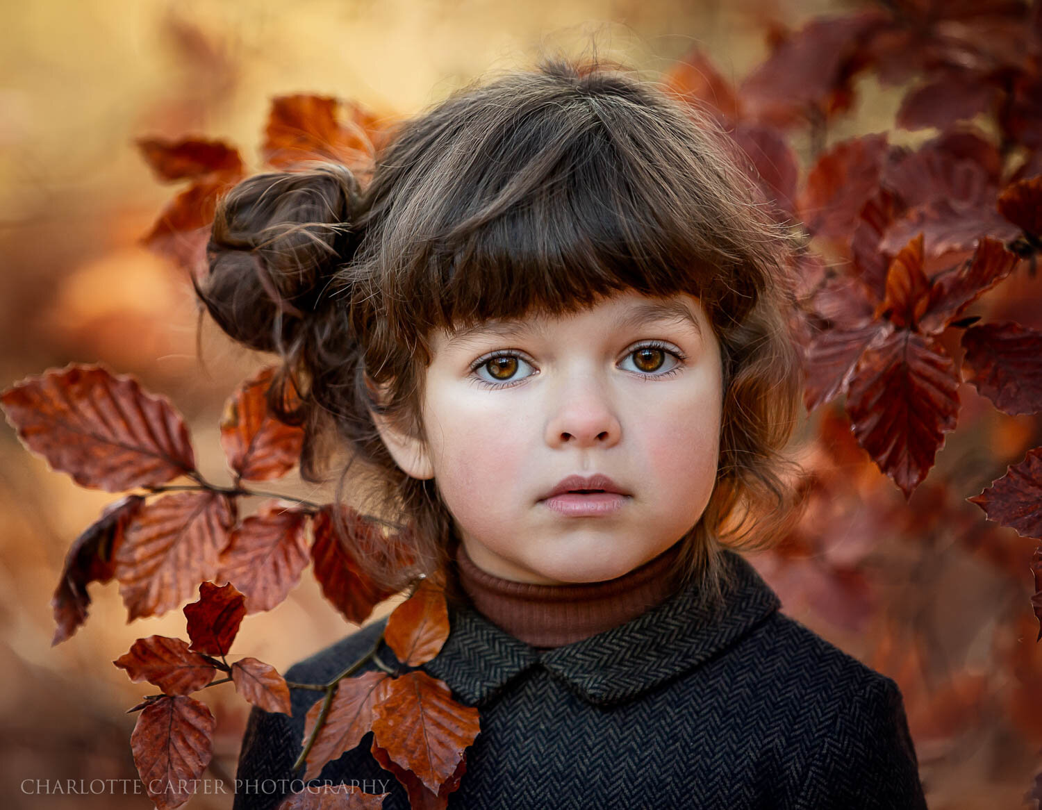 family photographer reading little girl portrait autumn colours