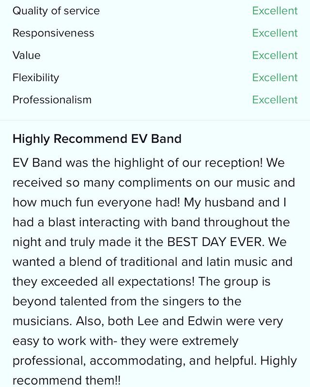 Thank you for the lovely review. We had a blast at your wedding !!