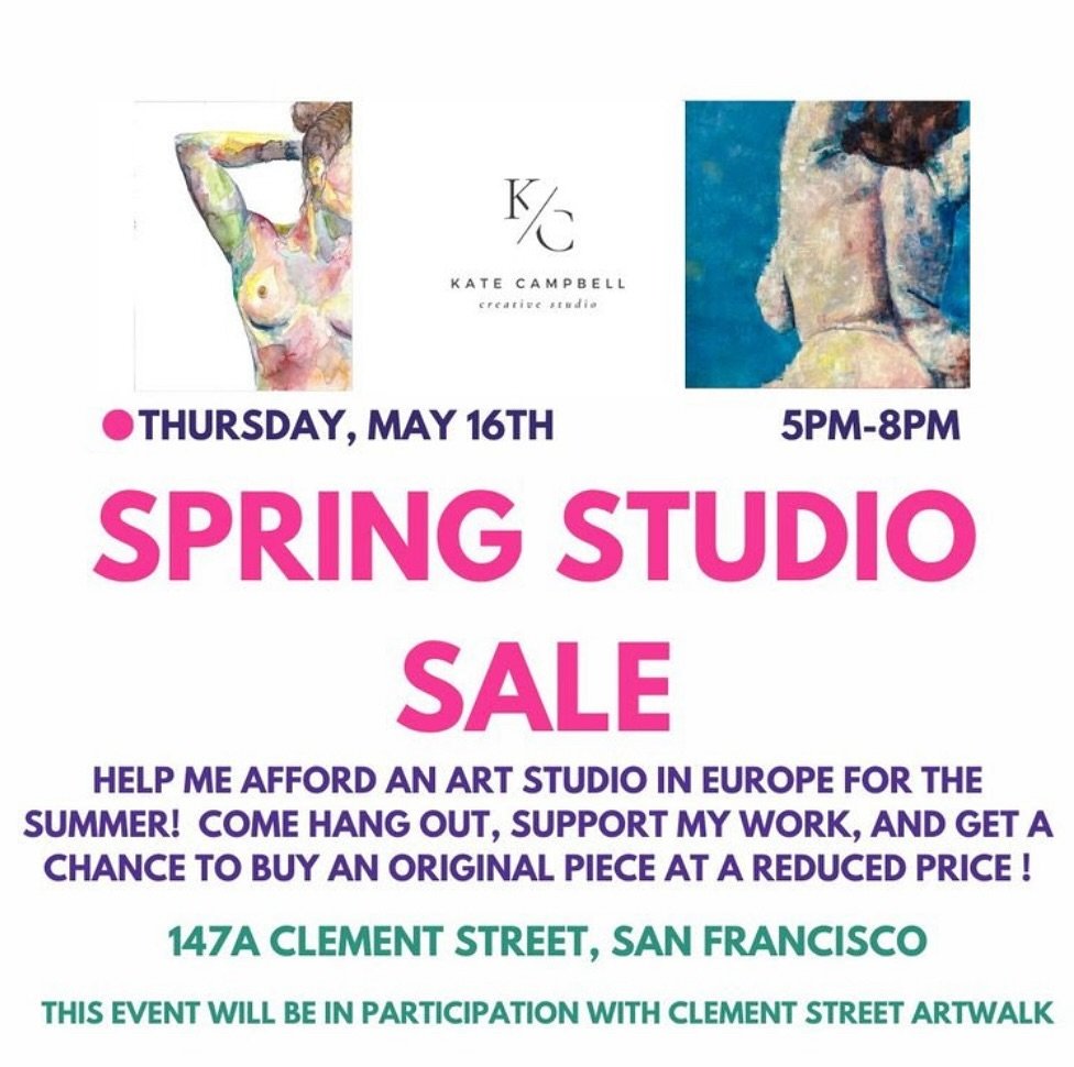I&rsquo;m leaving SF for the summer, and will be selling as much of my work prior to the trip as possible. If you&rsquo;ve ever wanted an original piece for your home, come by this Thursday!

I&rsquo;d also love to see anyone just for a hang and a ch