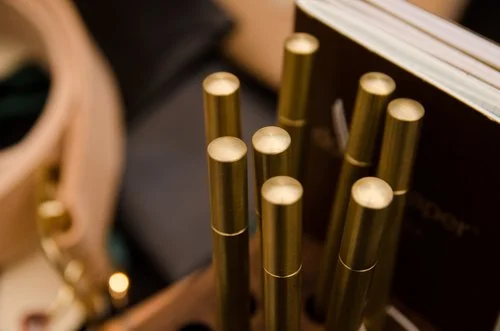 ATELEIA Brass Pens in Walnut Block