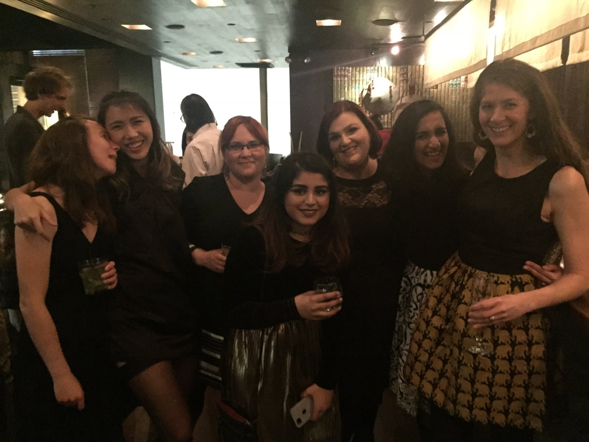  Feeling the holiday cheer  (left to right) Tanya Schild, Vivien Low, Didem Ilter, Tasnia Islam, Ana Gomes, Kripa Ganesh, Bethany Shaffer  December 2017 