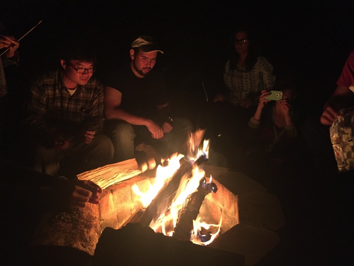  The lab is flame retardant but the wilderness is a different matter  (left to right) Sungyun Cho, Andre Chavez, Kripa Ganesh, Tanya Schild  September 2017 