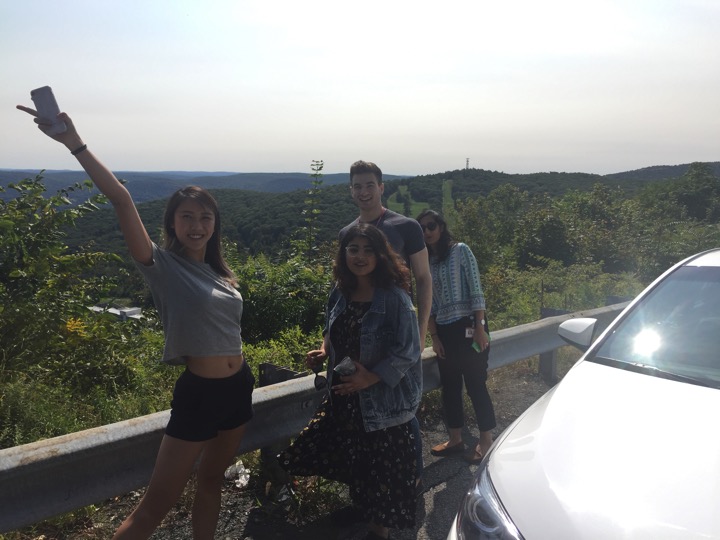  Taking a pit stop on a road trip for our lab retreat.  (left to right) Vivien Low, Tasnia Islam, Adam Rosenzweig, Kripa Ganesh  September 2017 