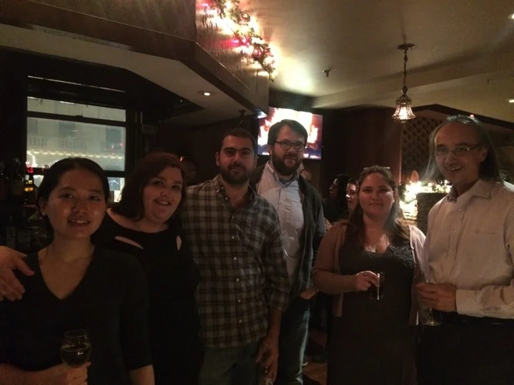 John and the postdocs at the Christmas Party (left to right) Gina Lee, Ana Gomes, Yasir Ibrahim, Michal Nagiec, Didem Ilter, John Blenis December 2015