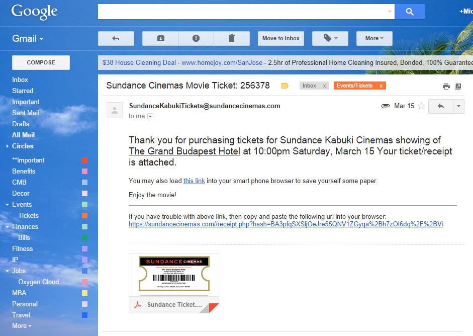 The email containing your attachment will automatically open in your browser using Gmail.