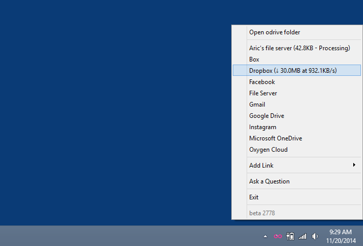Click on the odrive icon in your tray menu and see the exact amount of data processing.
