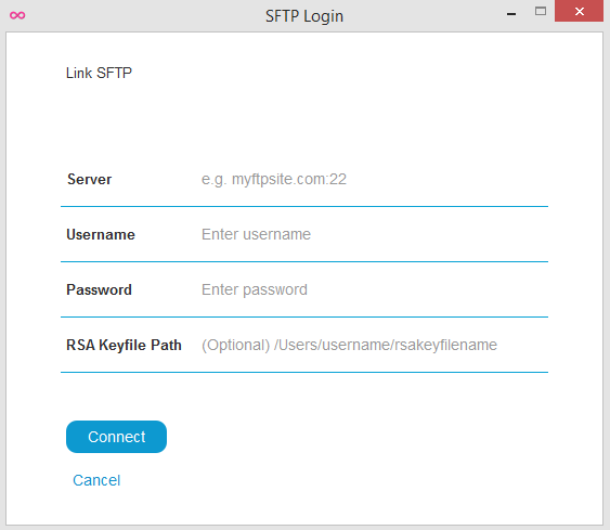 Once you enter in your server info and credentials, you're all set!