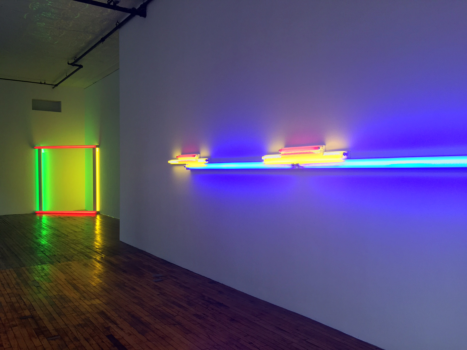 September 10, 2015: A selection of Dan Flavin sculptures were on view in the first floor gallery of Judd’s Spring Street Studio, operated by the Judd Foundation in New York. The gallery hosts a rotating selection of artwork from Judd’s collection.