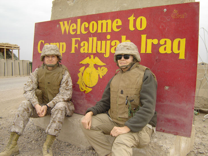   Colonel Jenny Holbert and author Sara Sheldon in Iraq     