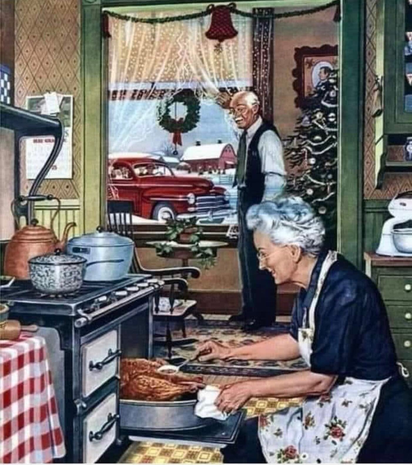 This vintage Christmas image stirs some wonderful Christmas feelings

 I think Grandpa  is waiting for the kids to drive up on Christmas Day. 

You can just smell that turkey! 

Caption this! 

#christmasmood  #christmasiscoming 
#czndycanekuds #calg