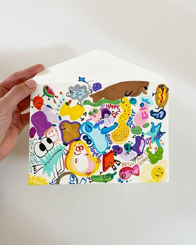 A lovely good day! Happy Saturday everyone. Look at the doodle closely, there a nice witty hidden messages throughout! #snailmail #envelopes #funwithdoodles #walrus #handmade #decopaintmarkers #illustration #handmade