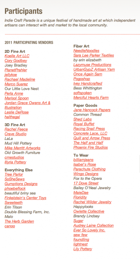 Indie Craft Participants