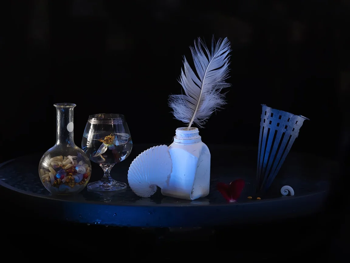 Precarious Trash Heru, White Feather and Pill Bottle, Ripiro 2013
