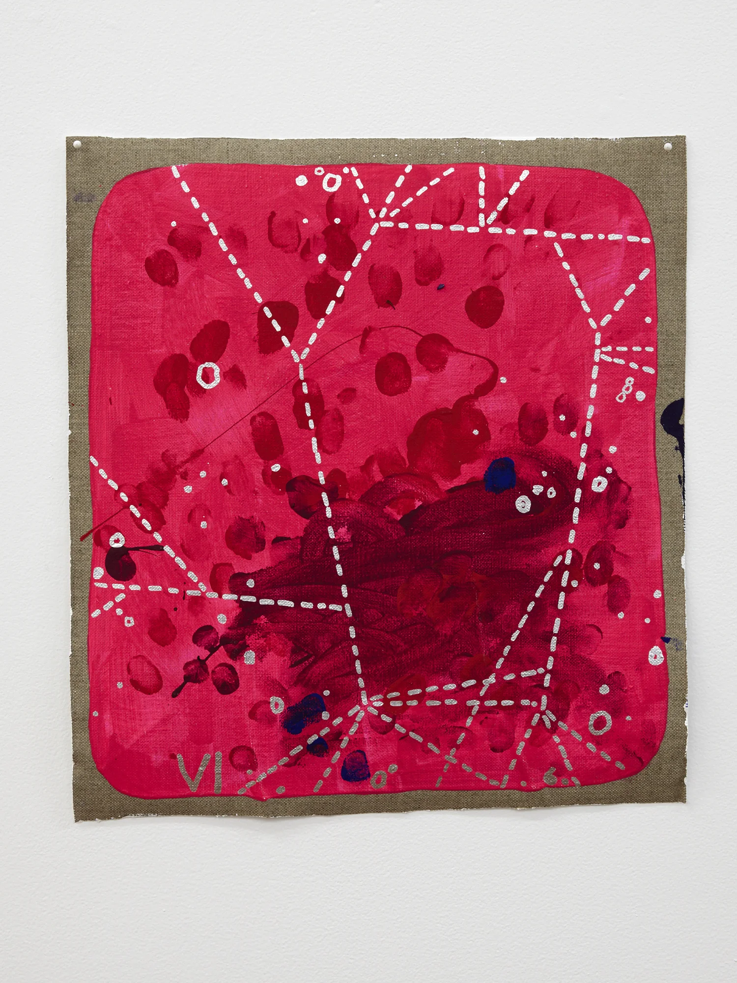 John Reynolds, RocksInTheSky...VI 2017, oil paint marker on acrylic on linen, 380 x 430 mm