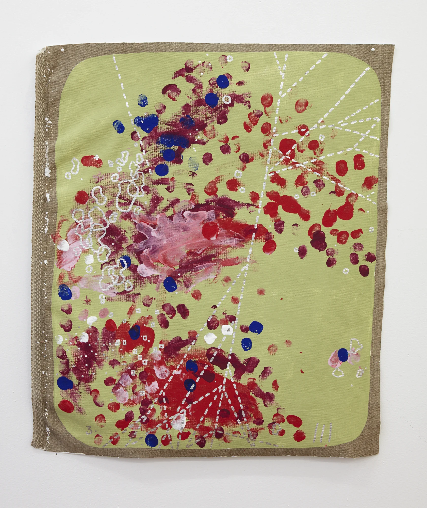 John Reynolds, RocksInTheSky...III 2017, oil paint marker on acrylic on linen, 600 x 500 mm