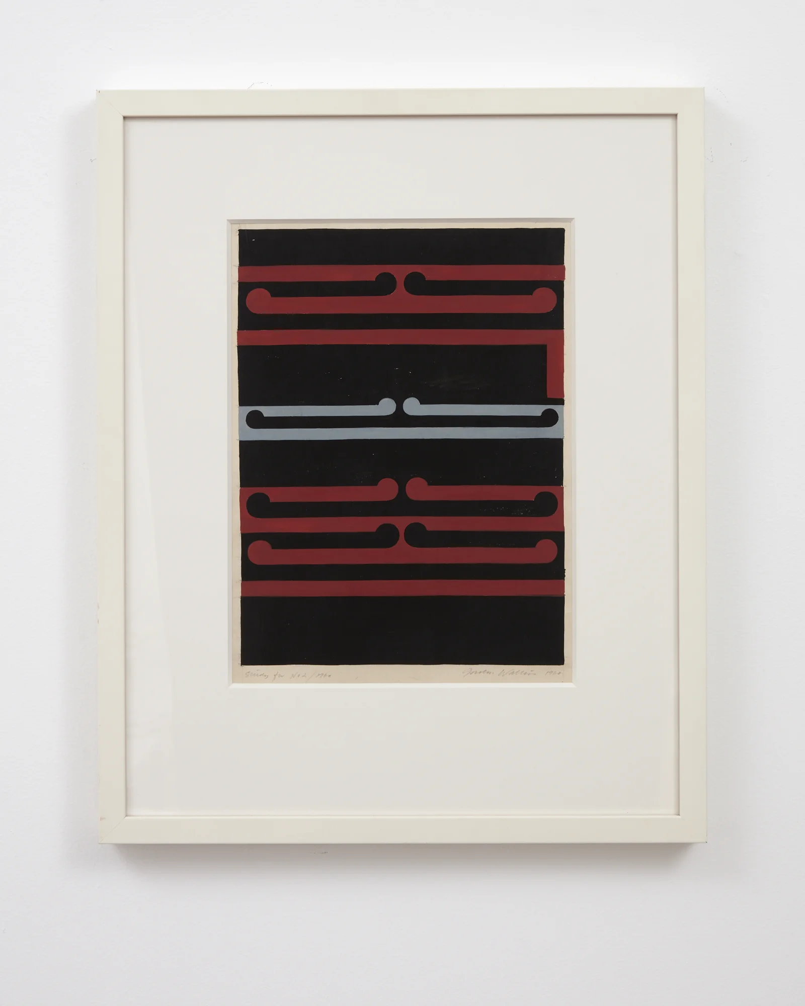 Gordon Walters, Study for No.2/Tirangi , 1979, acrylic on paper, image size 250 x 200 mm, courtesy of Starkwhite and the Walters Estate