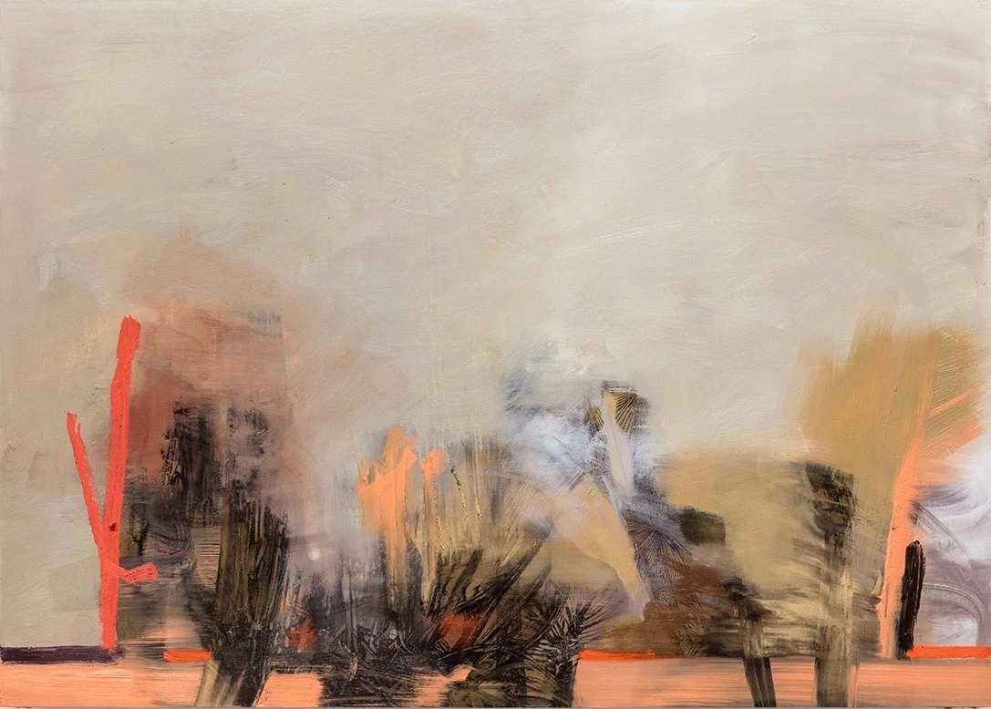 Whitney Bedford, Riddling Landscape , 2018, ink and oil on panel, 30 x 42 inches. Photo Evan Bedford