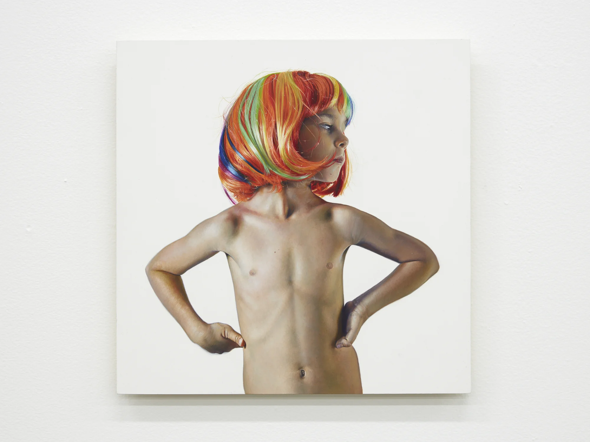 Michael Zavros, Leo is Six , 2017, oil on board, 300 x 300 mm