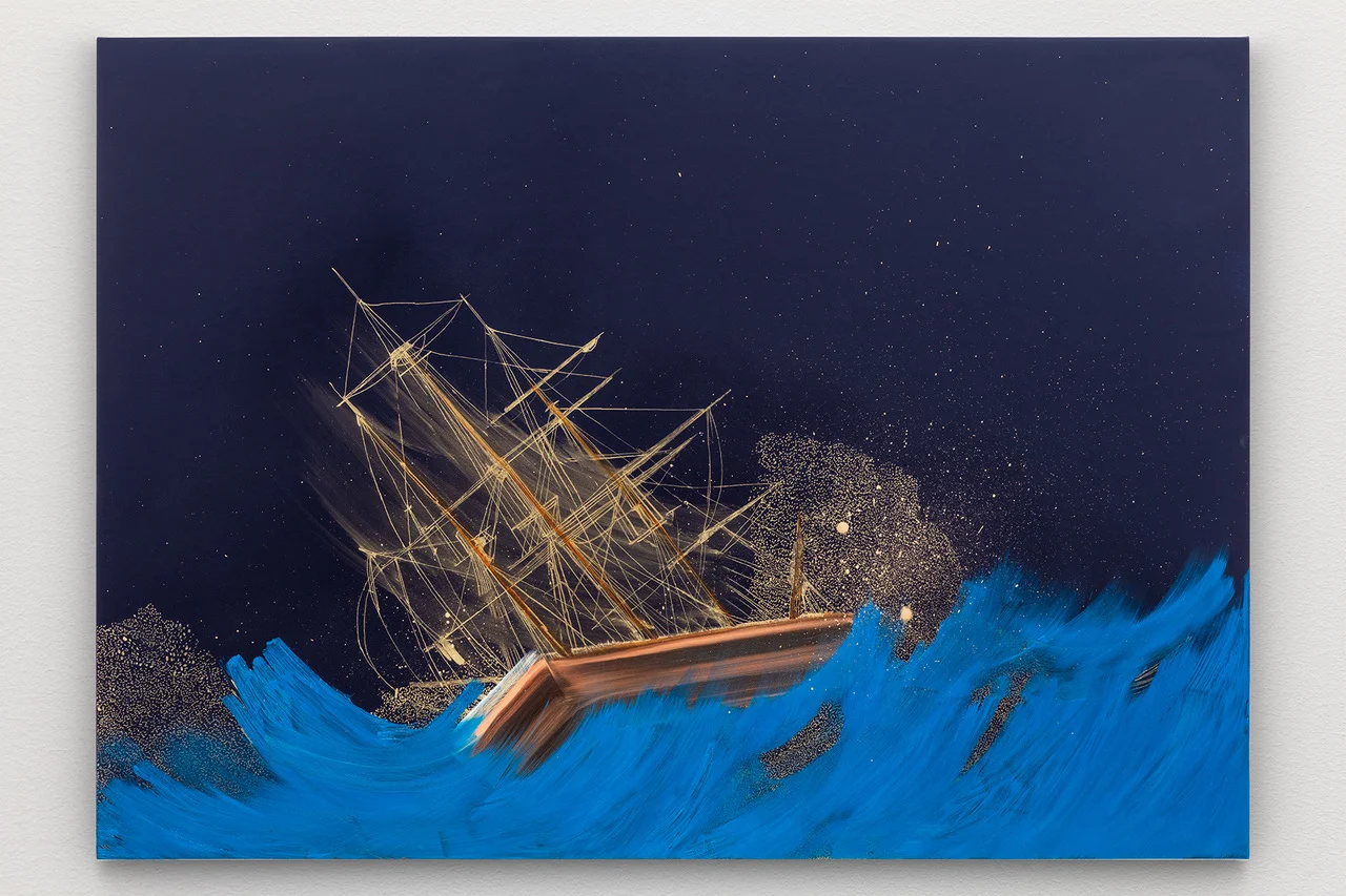 Whitney Bedford, Bohemia , 2018, ink and oil on linen on panel 30 x 42 in. Photo: Evan Bedford